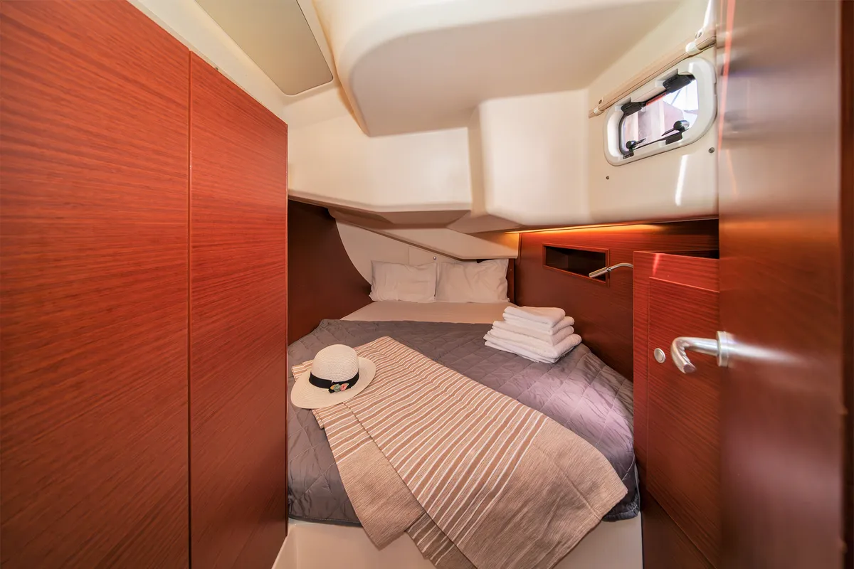Cabin on C-YA, a Hanse Yachts Hanse 458 sailboat at Lavreotiki Municipal Unit, Greece