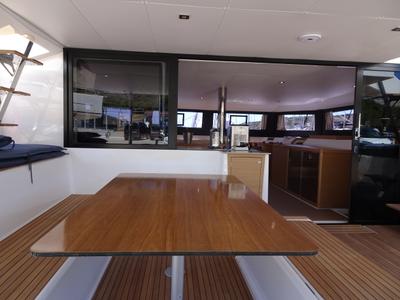 Deck of Olga, a Dufour Catamaran 48 catamaran at Salerno, Italy