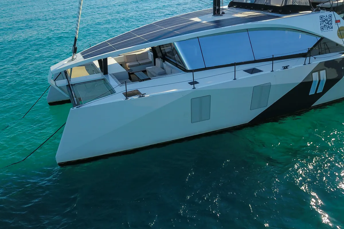 Exterior view of Summer, a Wave Catamarans Wave 60 catamaran at Nassau, Bahamas