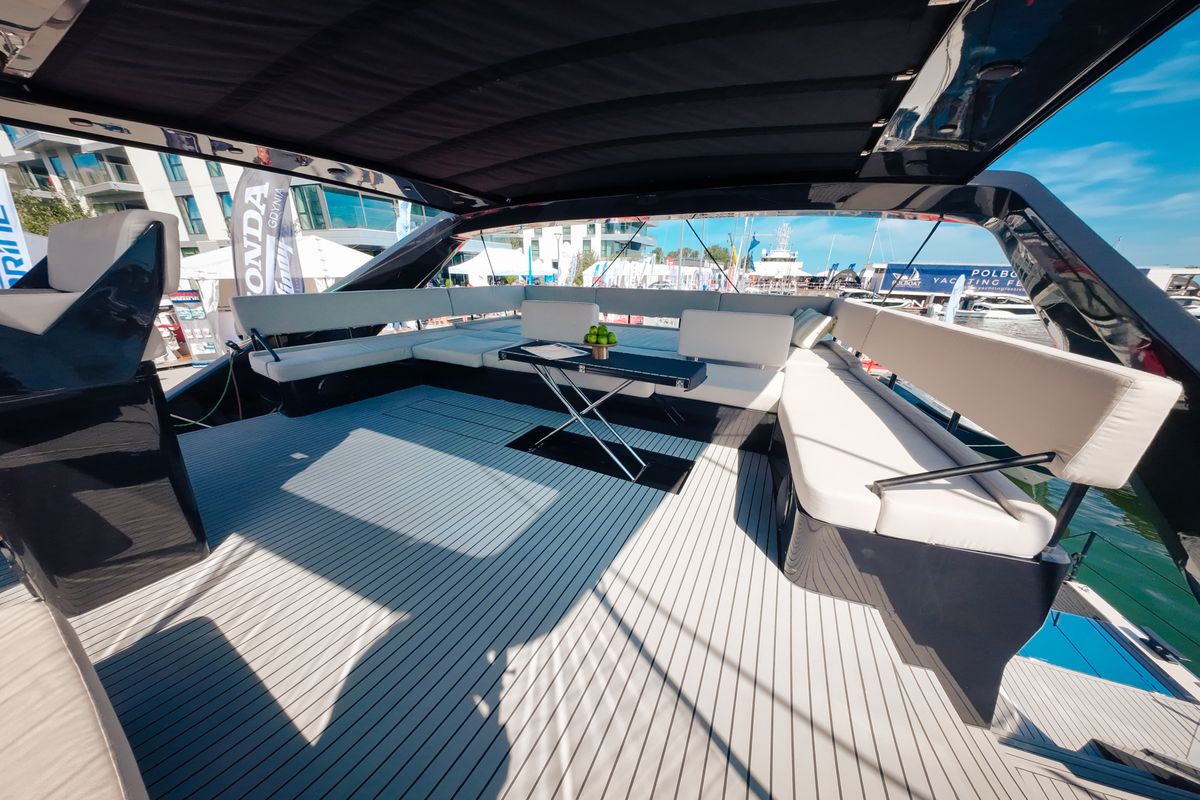 Deck of Summer, a Wave Catamarans Wave 60 catamaran at Nassau, Bahamas