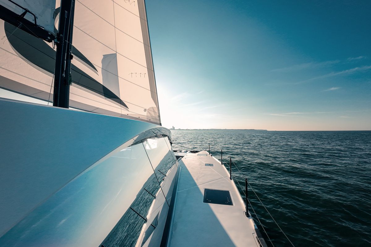 Exterior view of Summer, a Wave Catamarans Wave 60 catamaran at Nassau, Bahamas