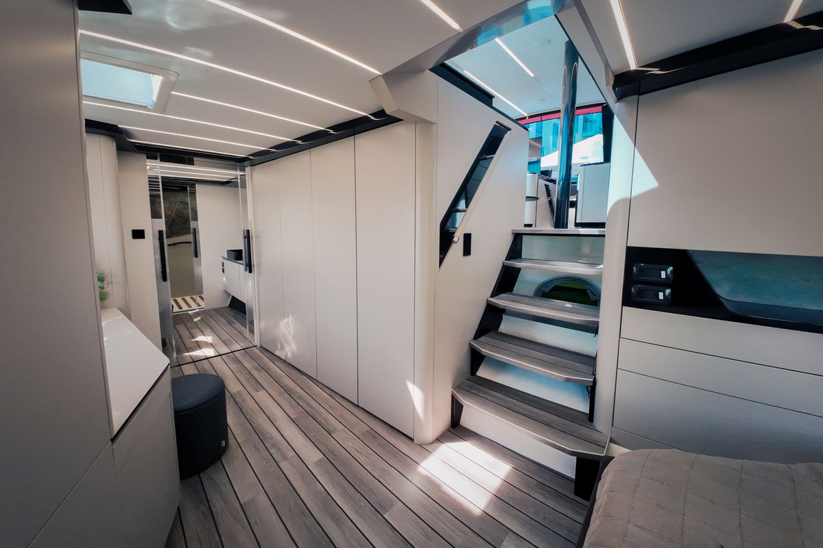 Cabin on Summer, a Wave Catamarans Wave 60 catamaran at Nassau, Bahamas
