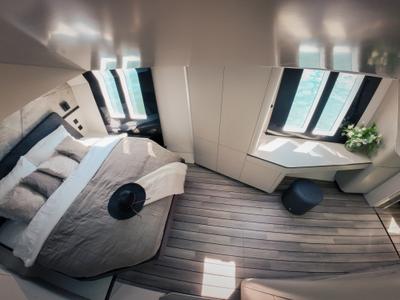 Cabin on Summer, a Wave Catamarans Wave 60 catamaran at Nassau, Bahamas