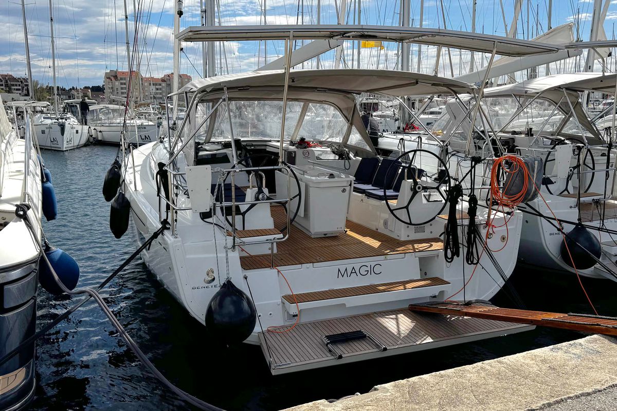 Cockpit of Magic, a Beneteau Oceanis 40.1 sailboat at Grad Biograd na Moru, Croatia