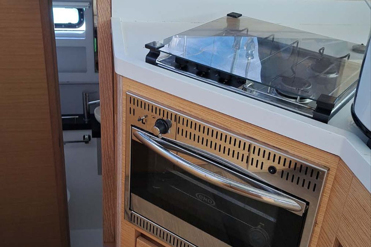 Galley of HELIOS, a Nautitech 40 catamaran at Propriano, France