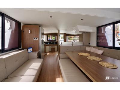 Salon of Antigone, a Bali 4.8 catamaran at Tonnarella, Italy