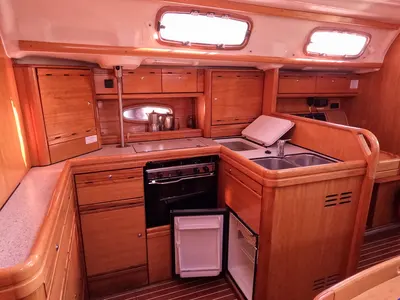 Galley of Big AS, a Bavaria 50 Cruiser sailboat at Izola / Isola, Slovenia