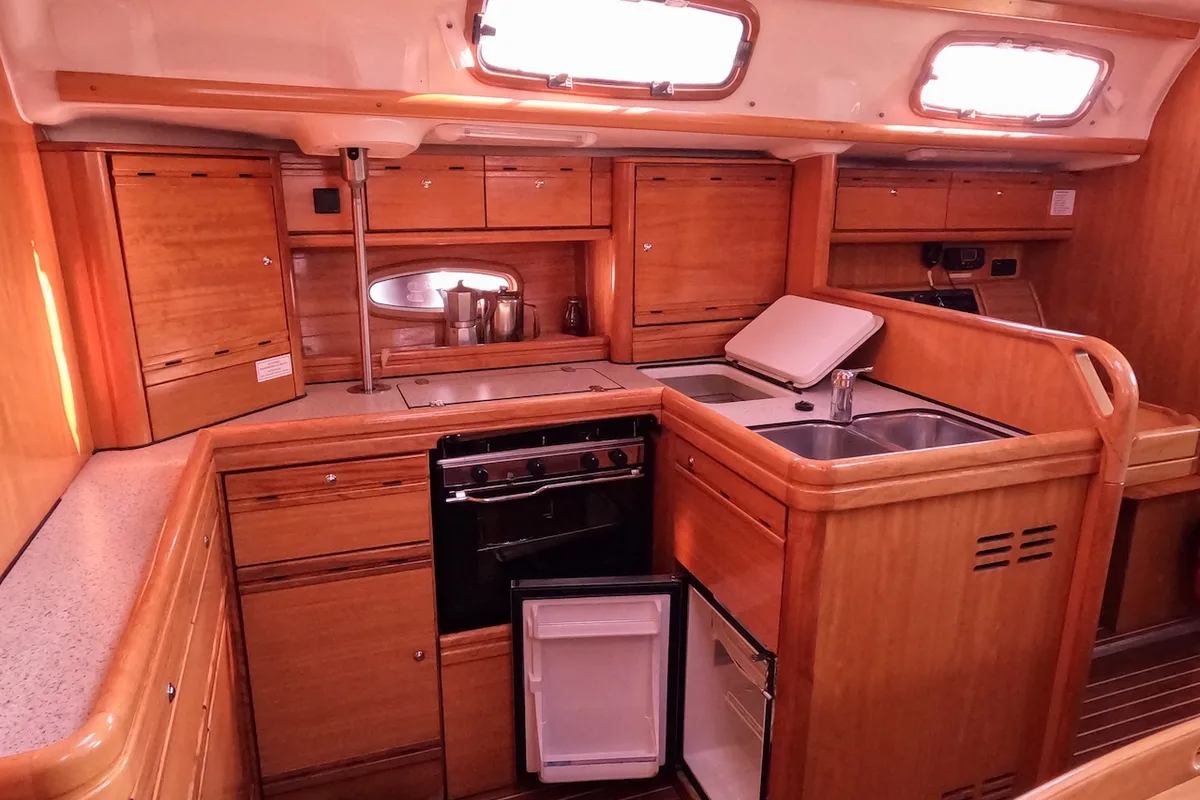Galley of Big AS, a Bavaria 50 Cruiser sailboat at Izola / Isola, Slovenia