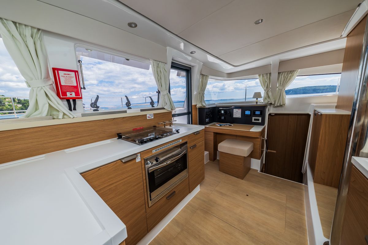 Galley of Au Soleil, a Bali 4.2 catamaran at Grad Kaštela, Croatia
