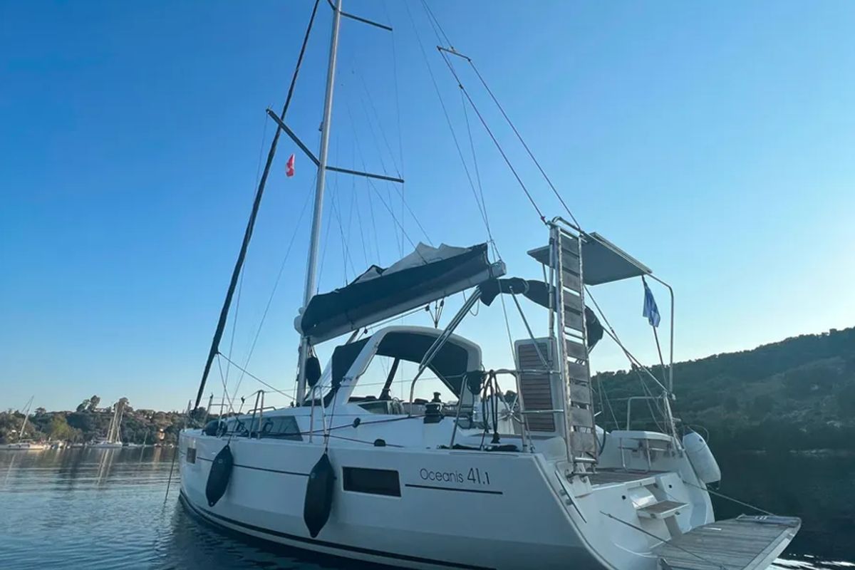 Exterior view of Tikal II, a Beneteau Oceanis 41.1 sailboat at Municipal Unit of Lefkada, Greece