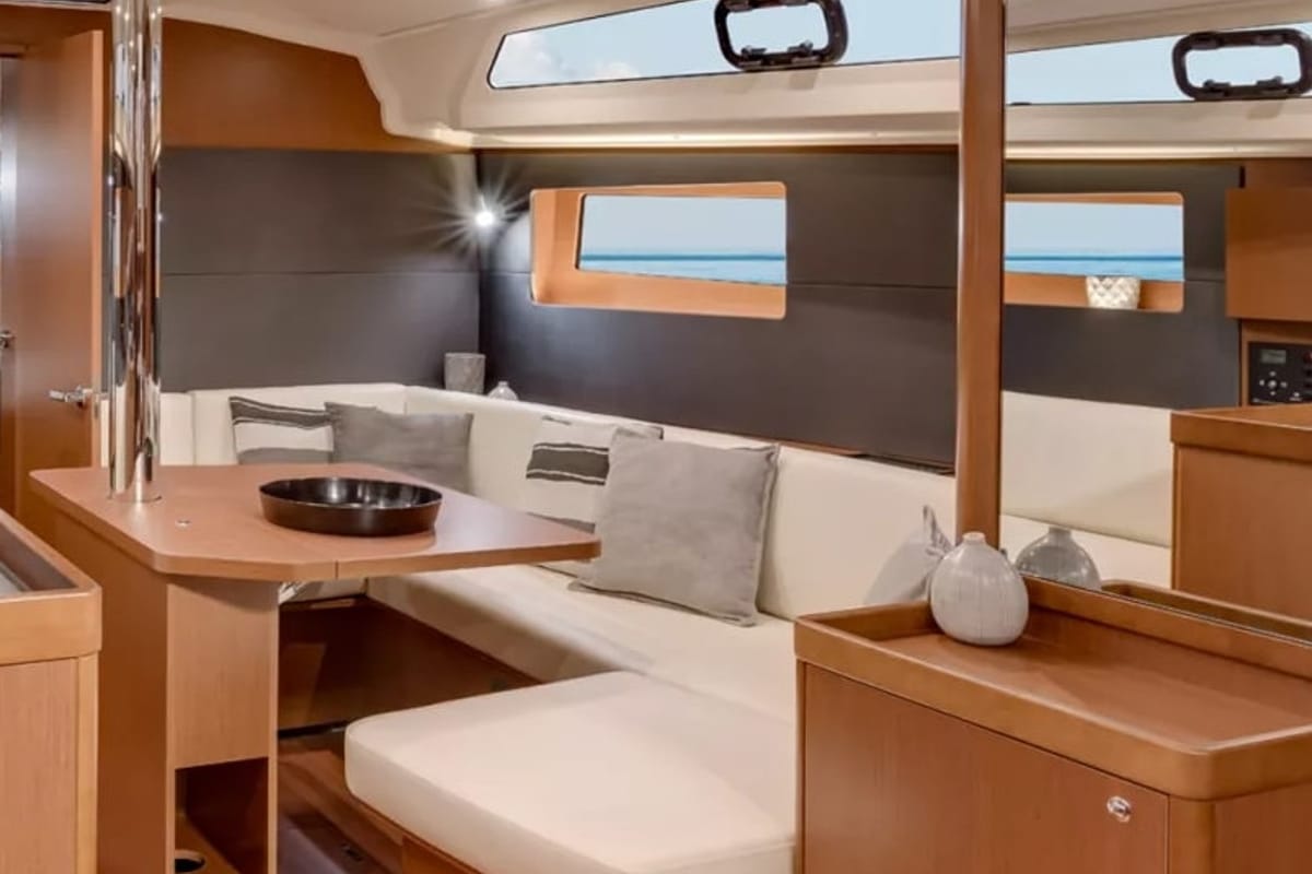 Salon of Tikal II, a Beneteau Oceanis 41.1 sailboat at Municipal Unit of Lefkada, Greece