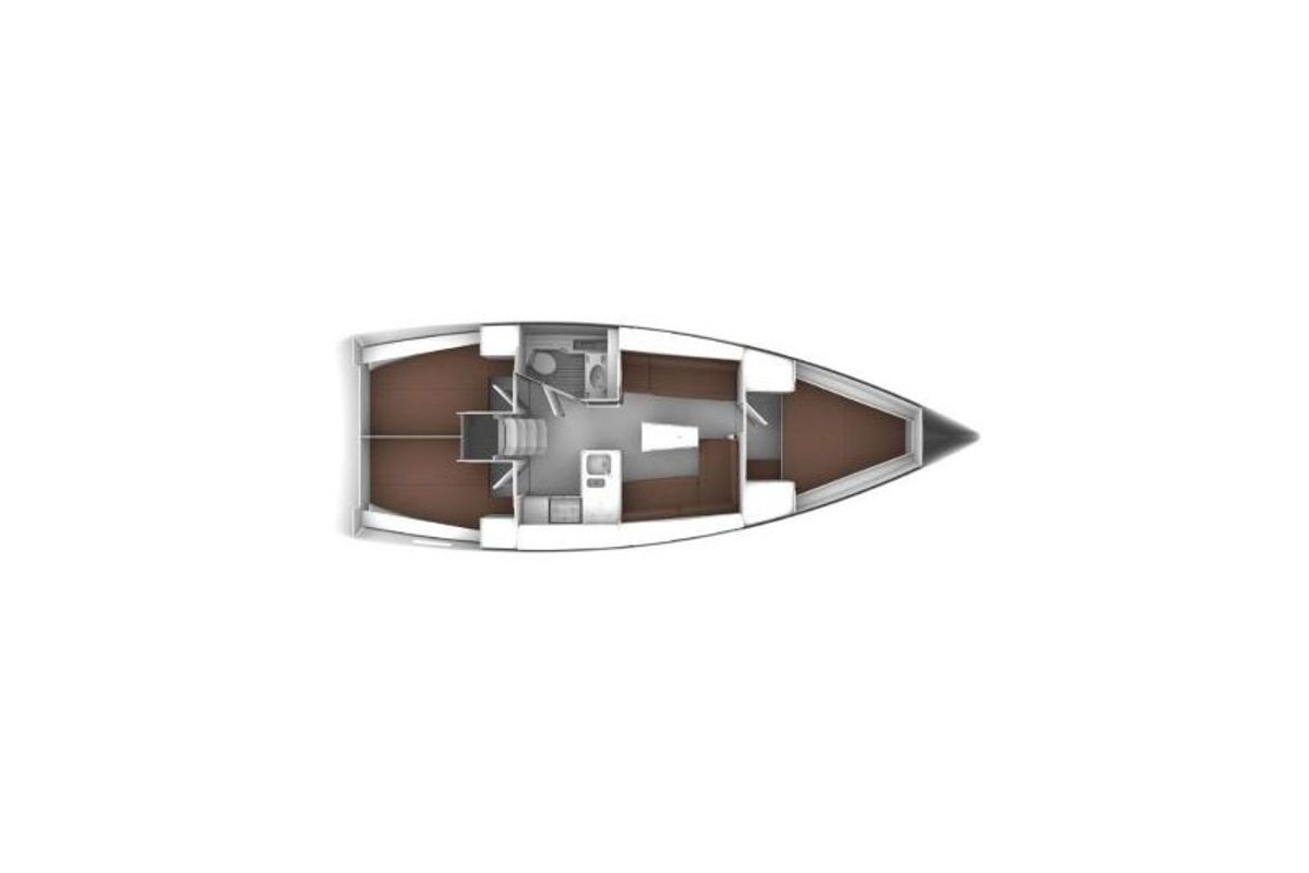 Floor plan of ADRIA NINA, a Bavaria Cruiser 37 sailboat at Split, Croatia