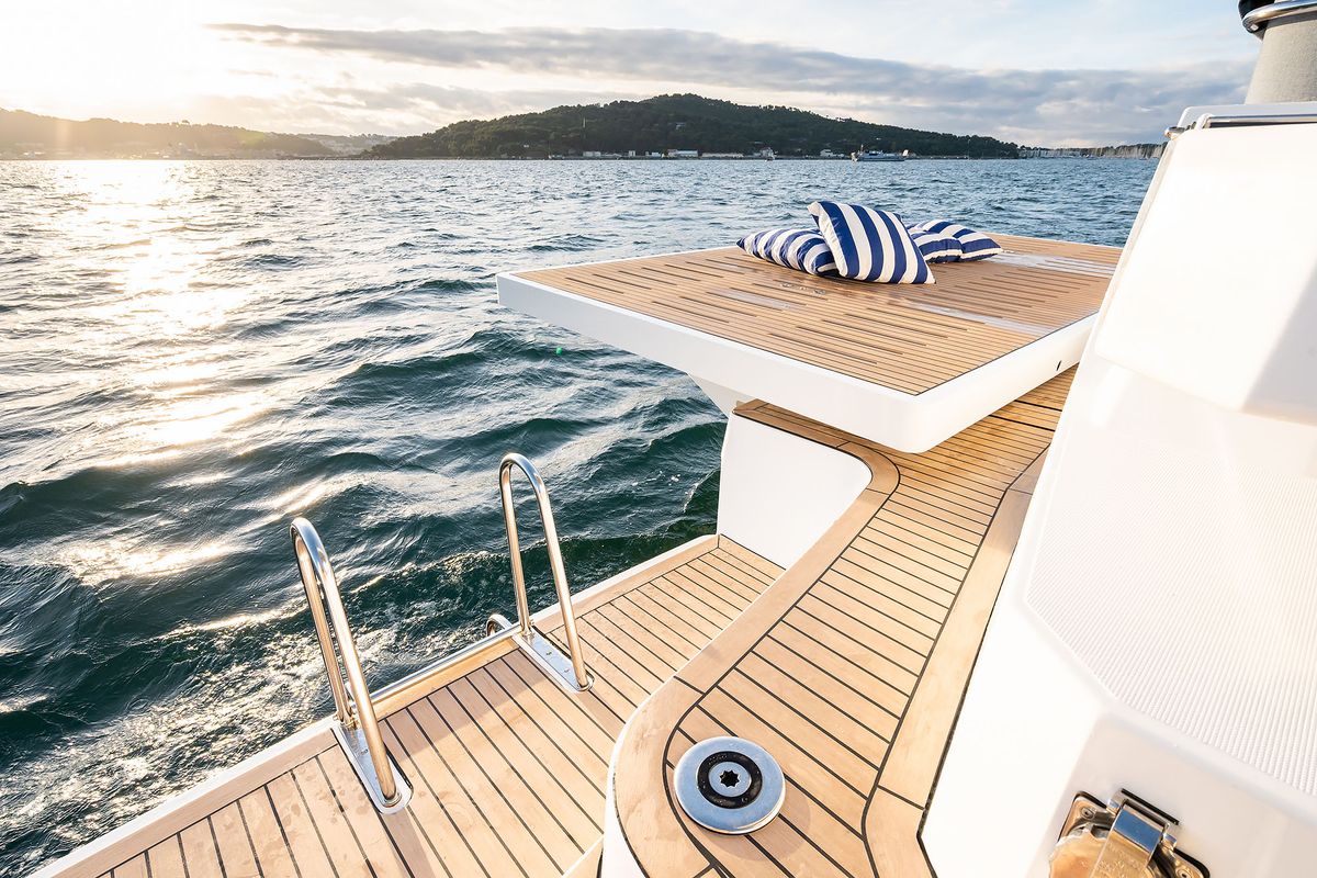 Deck of Voilà, a Bali 5.2 catamaran at Grad Kaštela, Croatia