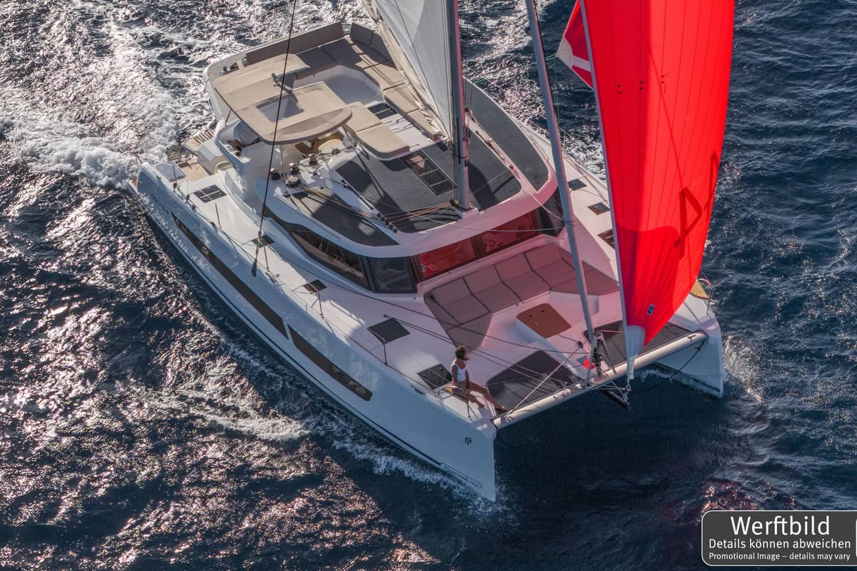 Salon of Hi Iaka, a Fountaine Pajot FP 44 Maestro catamaran at Palma de Mallorca, Spain