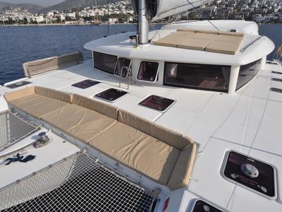 Deck of Paluko, a Lagoon 421 catamaran at Bodrum, Turkey