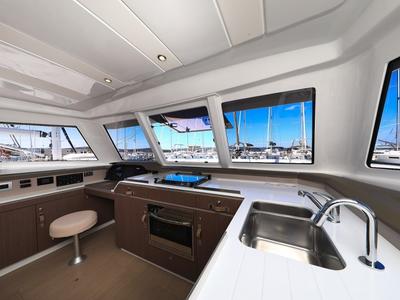 Galley of Atos, a Bali Catspace catamaran at Grad Biograd na Moru, Croatia