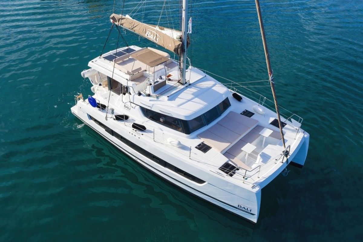 Exterior view of Atos, a Bali Catspace catamaran at Grad Biograd na Moru, Croatia