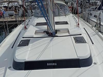 Deck of Nutmeg, a Bavaria C45 sailboat at Municipal Unit of Lefkada, Greece