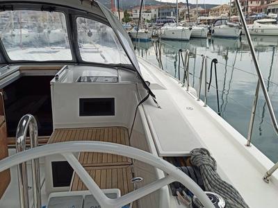 Cockpit of Nutmeg, a Bavaria C45 sailboat at Municipal Unit of Lefkada, Greece