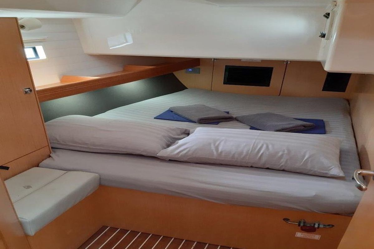Cabin on Kingsman, a Bavaria Cruiser 46 sailboat at Mai Khao, Thailand