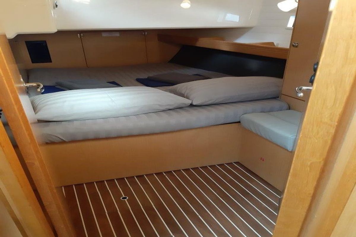 Cabin on Kingsman, a Bavaria Cruiser 46 sailboat at Mai Khao, Thailand