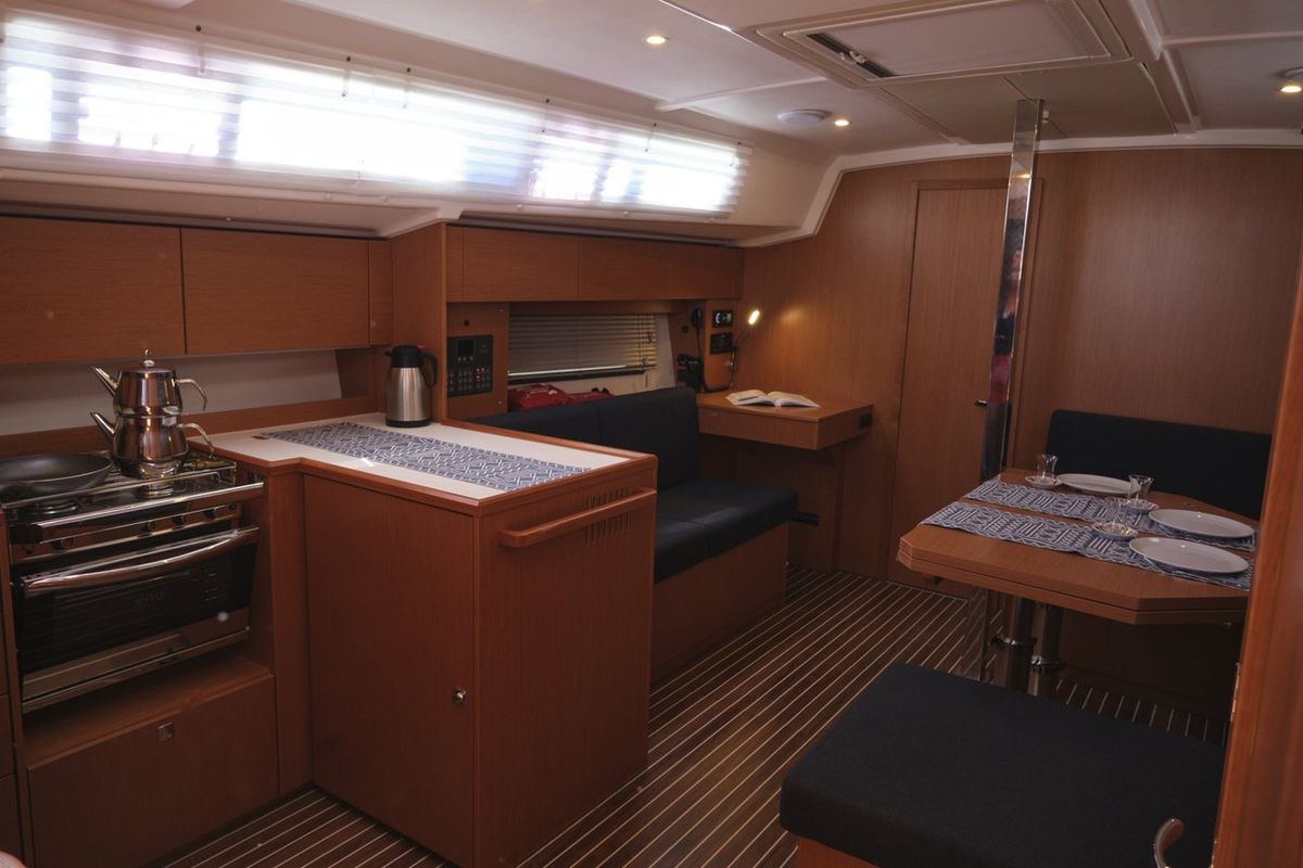 Galley of Selene, a Bavaria C42 sailboat at Fethiye, Turkey