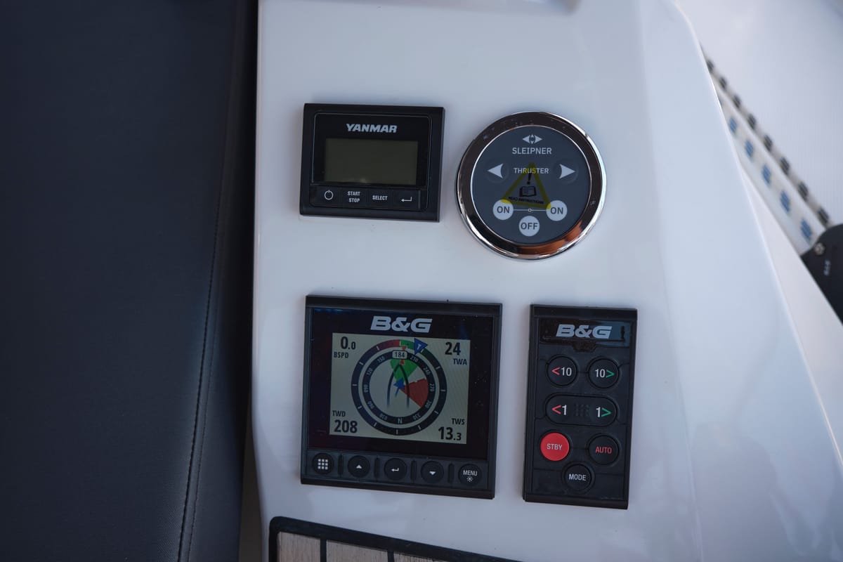 Cockpit of Selene, a Bavaria C42 sailboat at Fethiye, Turkey