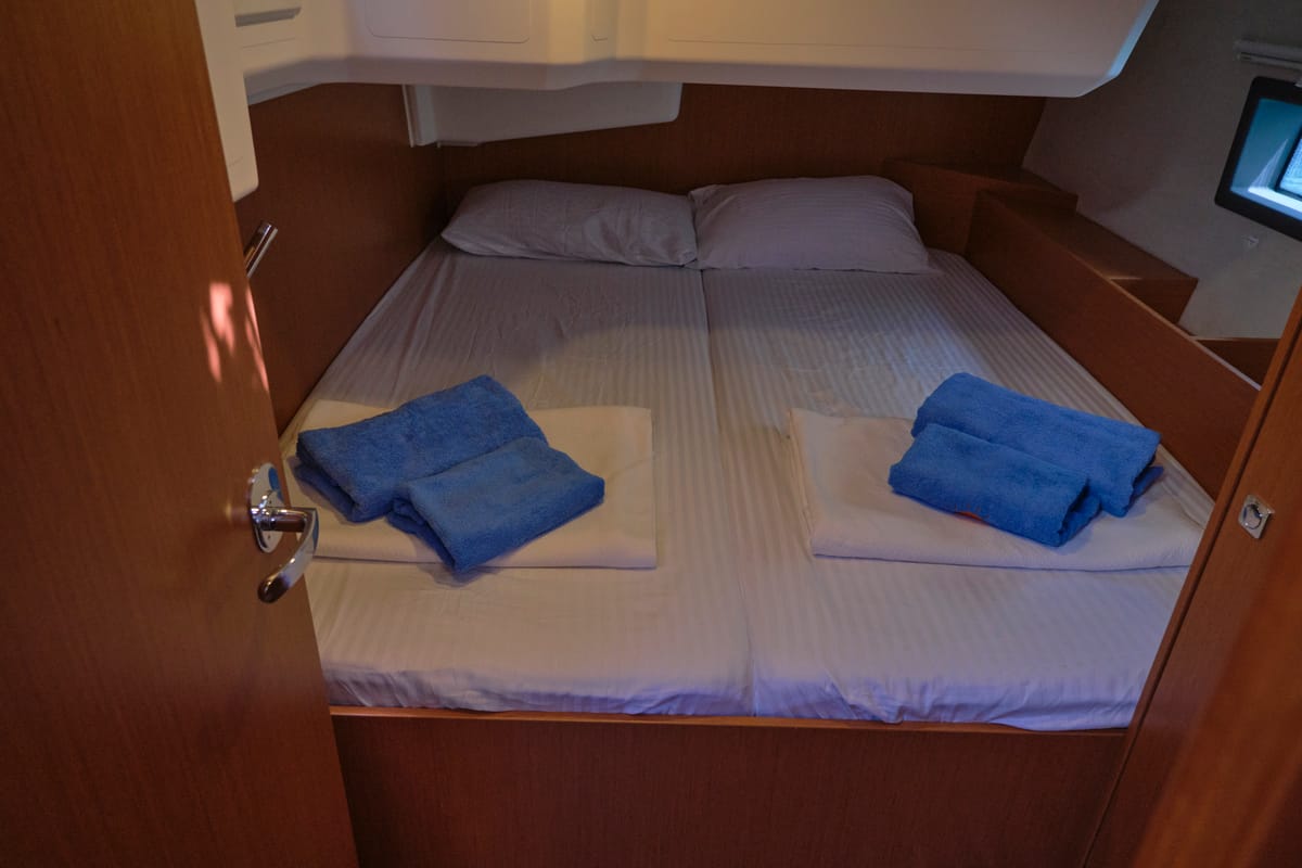 Cabin on Selene, a Bavaria C42 sailboat at Fethiye, Turkey