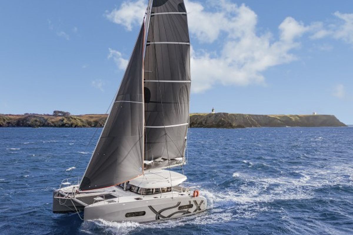 Exterior view of ADOC, a Excess 11 catamaran at Ajaccio, France