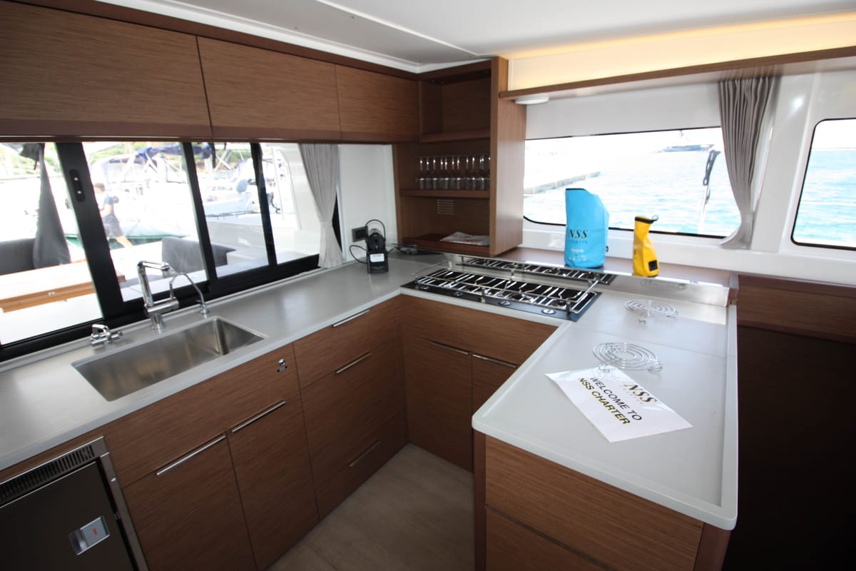 Galley of Westerlund, a Lagoon 46 catamaran at Grand Anse, Grenada