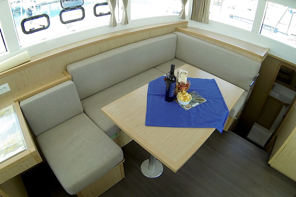 Salon of Bob Cat, a Lagoon 39 catamaran at Grad Šibenik, Croatia