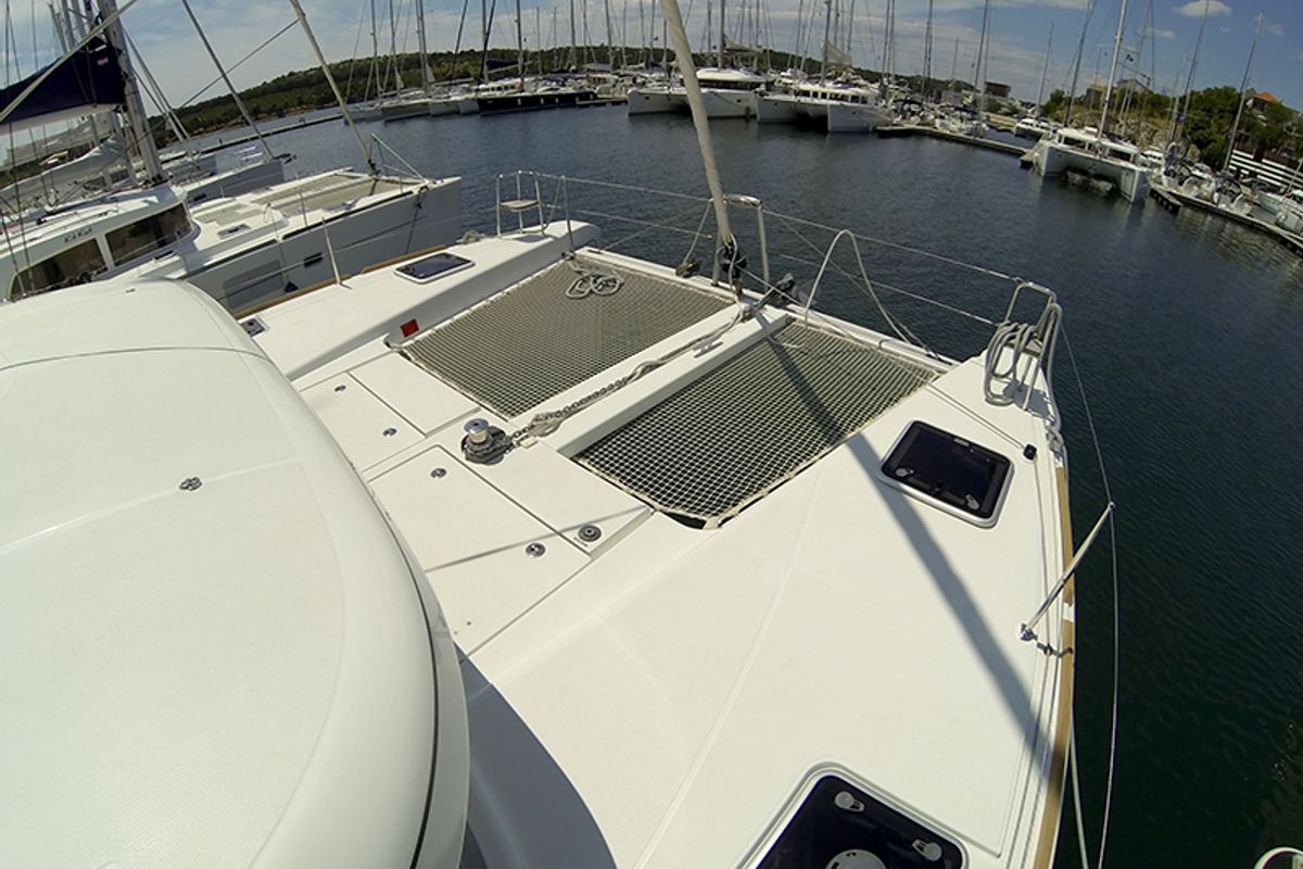 Deck of Bob Cat, a Lagoon 39 catamaran at Grad Šibenik, Croatia