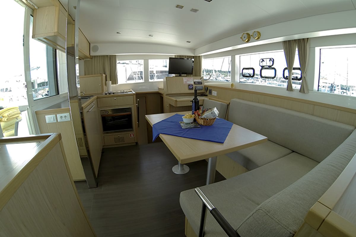 Exterior view of Bob Cat, a Lagoon 39 catamaran at Grad Šibenik, Croatia