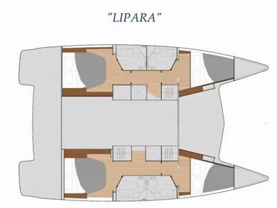 Floor plan of LIPARA, a Fountaine Pajot Lucia 40 catamaran at U Pàize/Carloforte, Italy