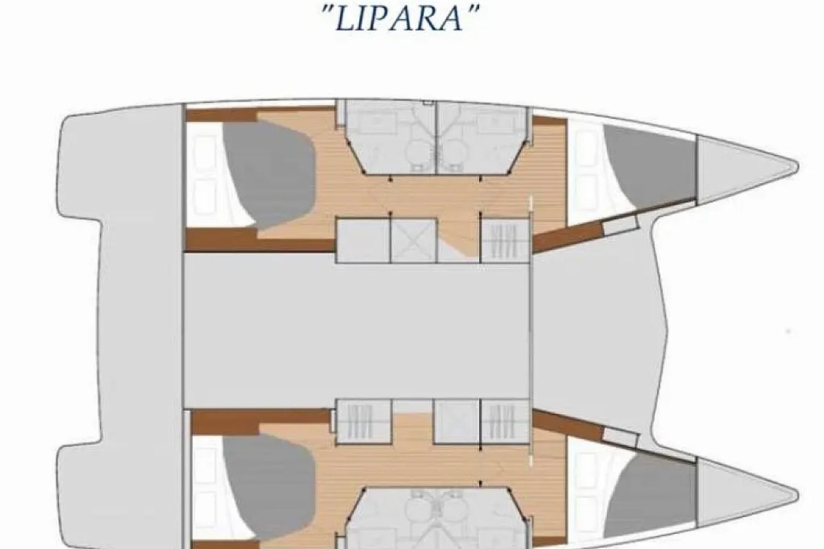 Floor plan of LIPARA, a Fountaine Pajot Lucia 40 catamaran at U Pàize/Carloforte, Italy