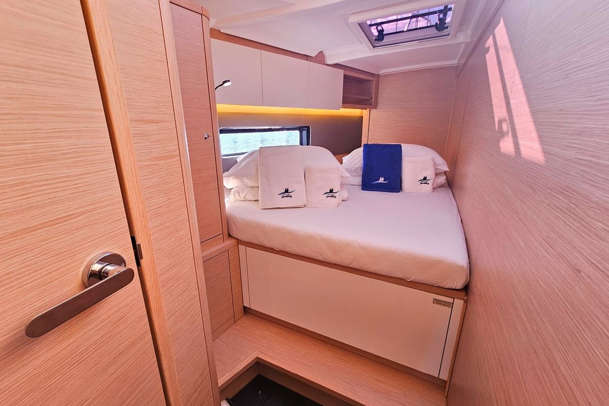 Cabin on Furioso, a Dufour 44 sailboat at Grad Kaštela, Croatia