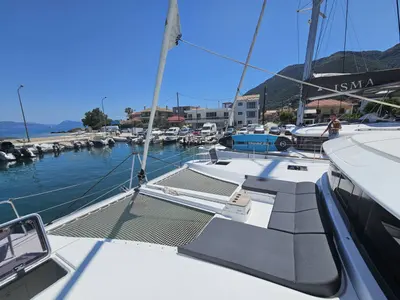 Deck of Kayian, a Lagoon 46 catamaran at Municipal Unit of Ellomenos, Greece