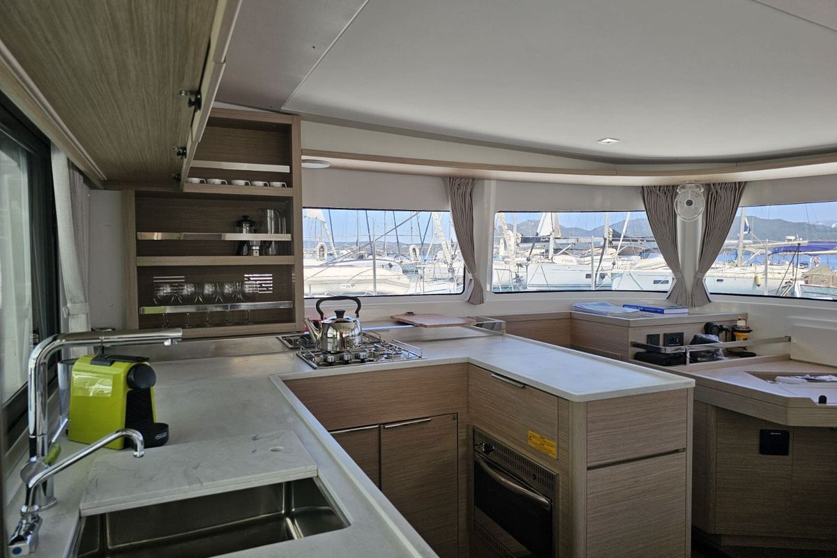 Galley of Kayian, a Lagoon 46 catamaran at Municipal Unit of Ellomenos, Greece