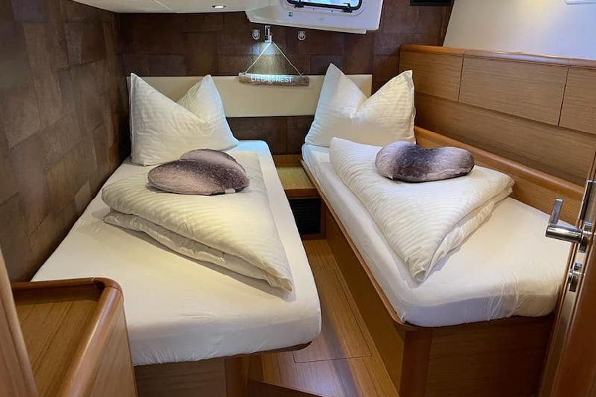 Cabin on CHAMPAGNE, a Jeanneau 57 sailboat at Grad Šibenik, Croatia