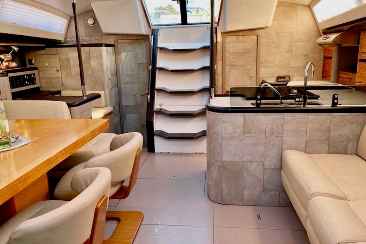 Salon of CHAMPAGNE, a Jeanneau 57 sailboat at Grad Šibenik, Croatia