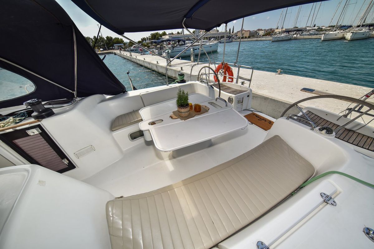 Deck of Principessa, a Beneteau Cyclades 50.5 sailboat at Općina Sukošan, Croatia