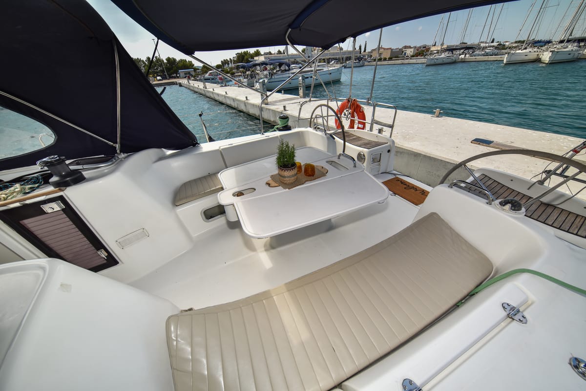 Cockpit of Principessa, a Beneteau Cyclades 50.5 sailboat at Općina Sukošan, Croatia