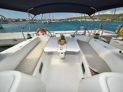 Cockpit of Principessa, a Beneteau Cyclades 50.5 sailboat at Općina Sukošan, Croatia