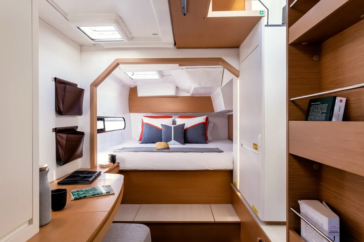 Cabin on Elyvian Spirit, a Excess 11 catamaran at Taranto, Italy