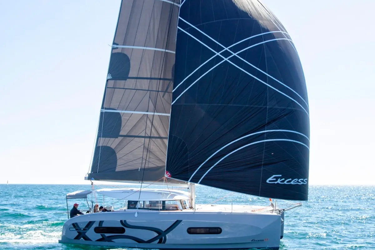 Exterior view of Elyvian Spirit, a Excess 11 catamaran at Taranto, Italy