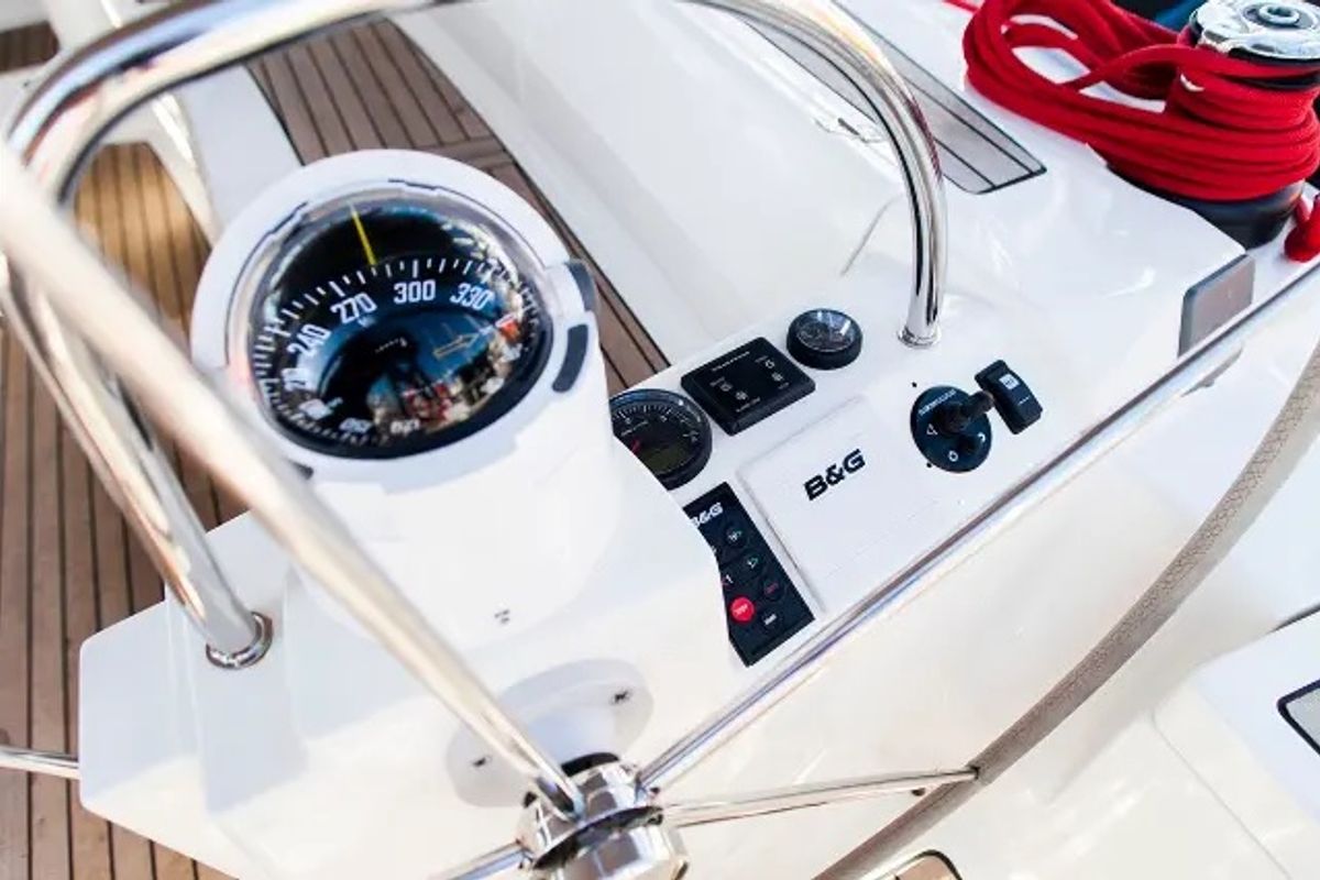 Cockpit of Team Adventure, a Delphia Yachts Delphia 47 sailboat at Općina Rogoznica, Croatia