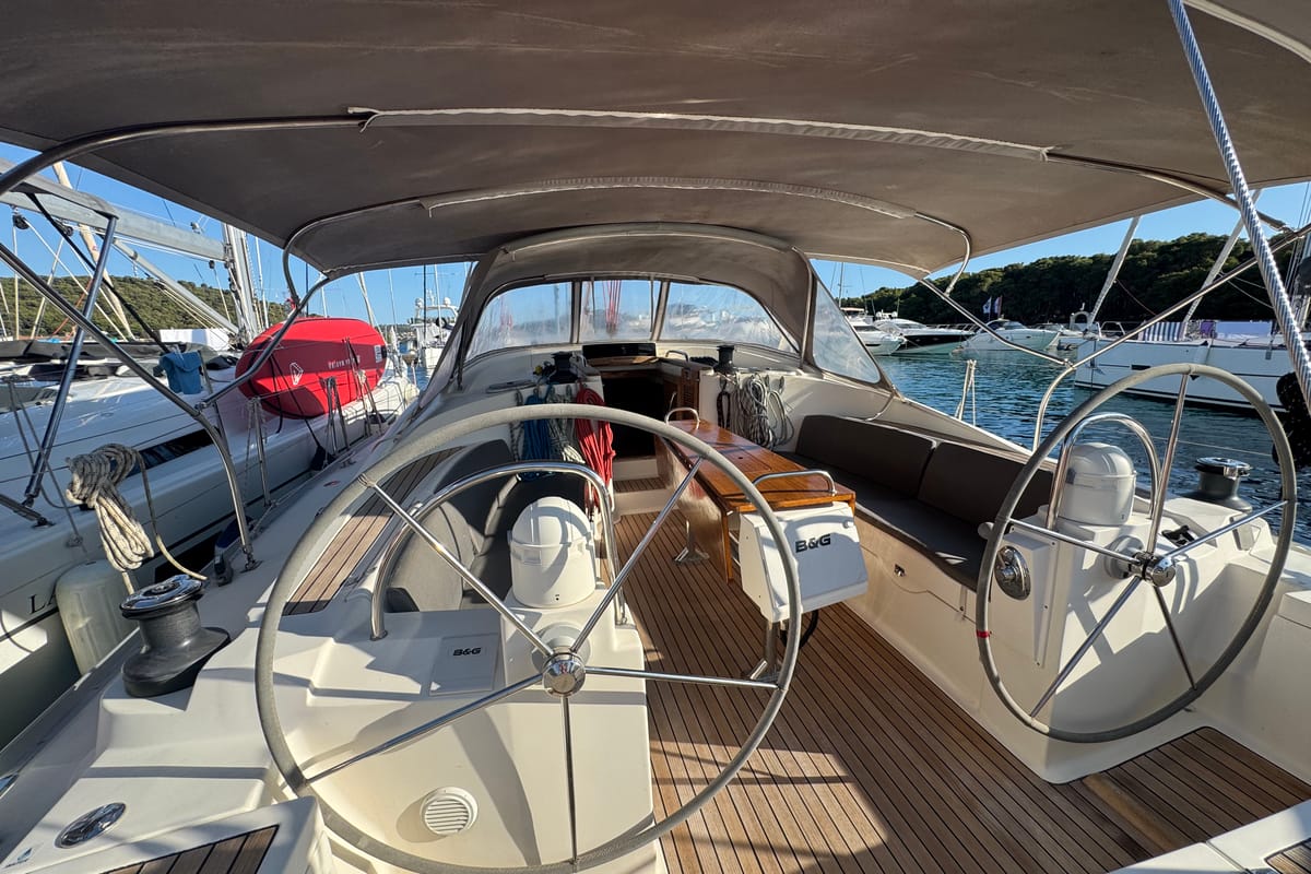 Deck of Team Adventure, a Delphia Yachts Delphia 47 sailboat at Općina Rogoznica, Croatia
