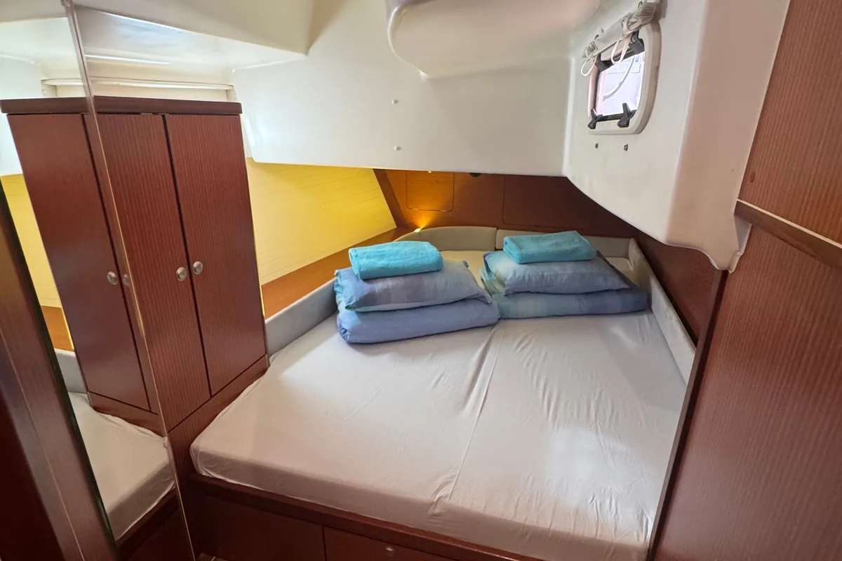 Cabin on Team Adventure, a Delphia Yachts Delphia 47 sailboat at Općina Rogoznica, Croatia