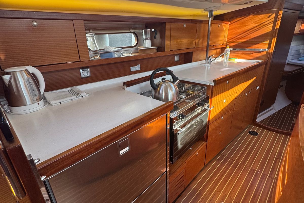 Galley of Team Adventure, a Delphia Yachts Delphia 47 sailboat at Općina Rogoznica, Croatia
