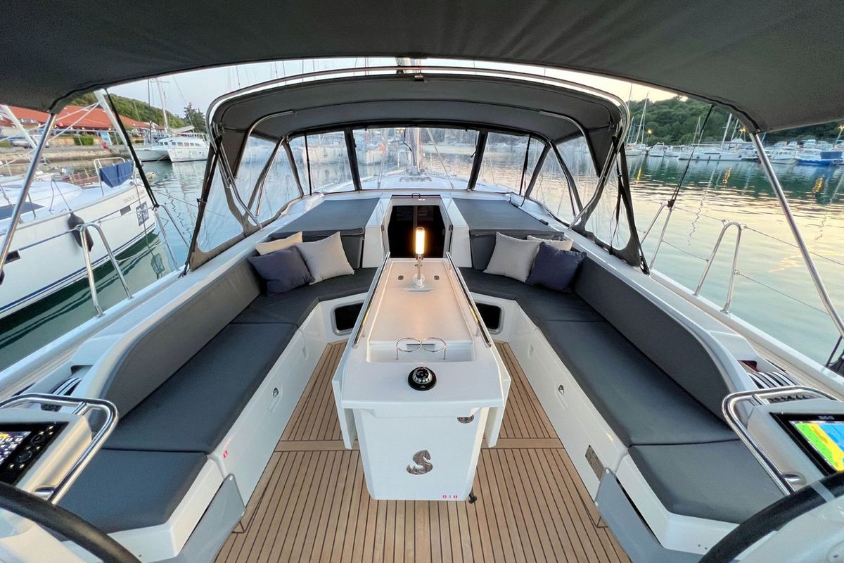 Deck of Panda II, a Beneteau Oceanis 51.1 sailboat at Grad Pula, Croatia